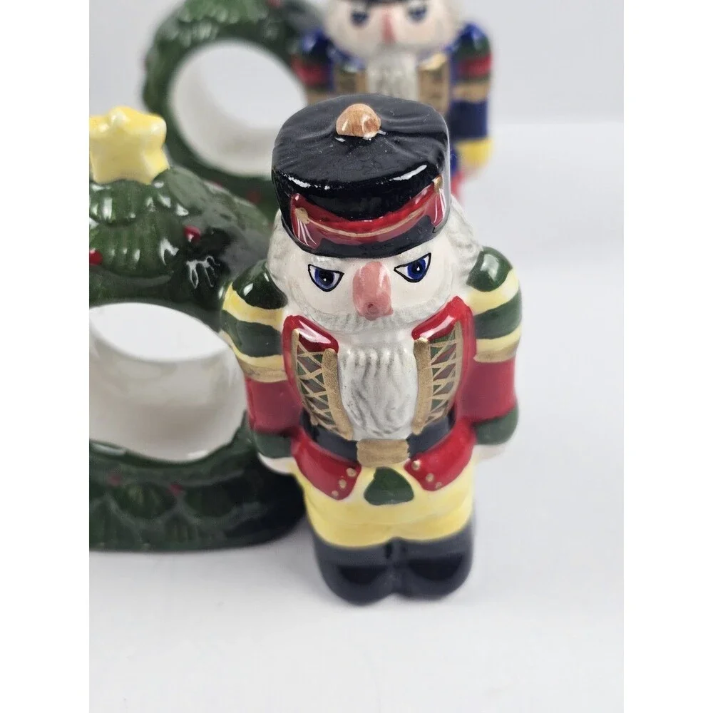 Block Spal Whimsy Christmas Holiday Nutcracker Napkin Rings Holders Set Of 4